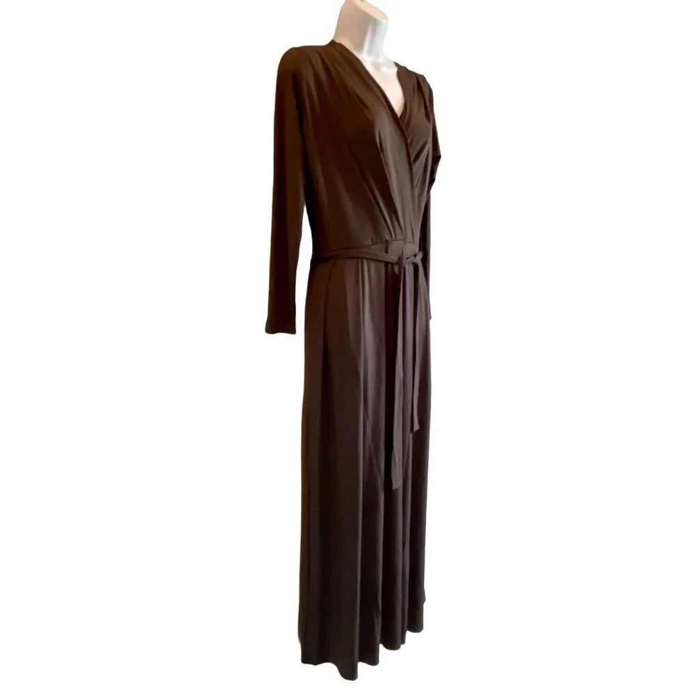 Yiduoduo Maxi Grey Dress Long Sleeves with Belt Size Small